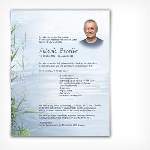 Trauerkarte/Leidzirkular Schilf offen