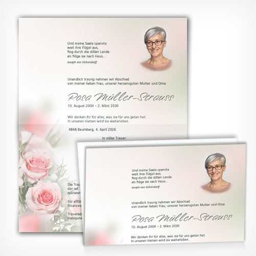 Trauerkarte/Leidzirkular Rosengarten
