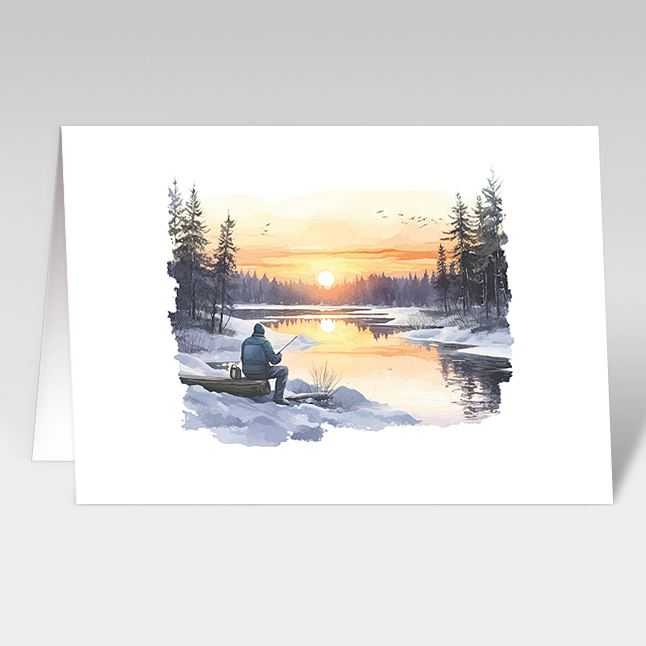 Weihnachtskarte "Weihnachtsangeln am See"