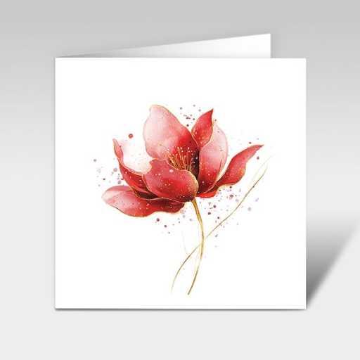 Glückwunschkarte Blume rot goldener Energiefluss