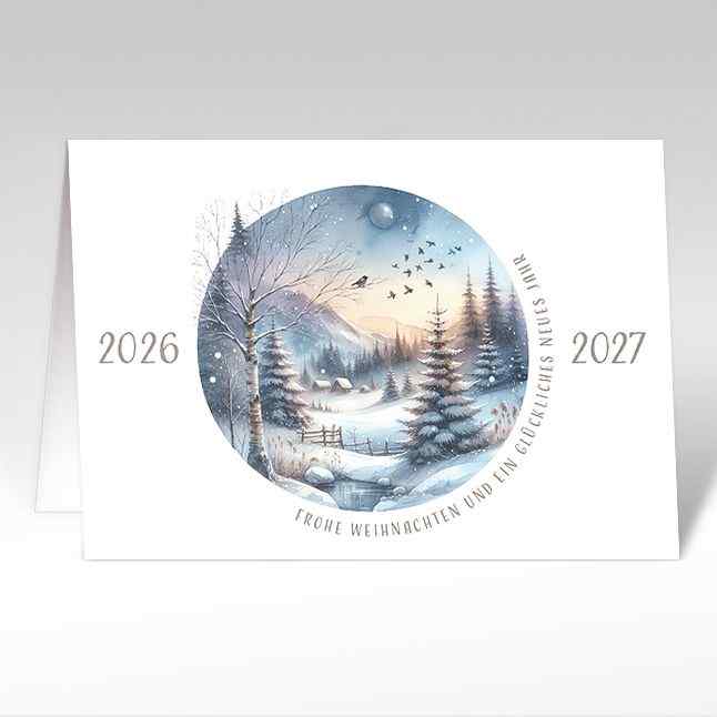 Weihnachtskarte/Neujahrskarte "Verträumte Berghütten"
