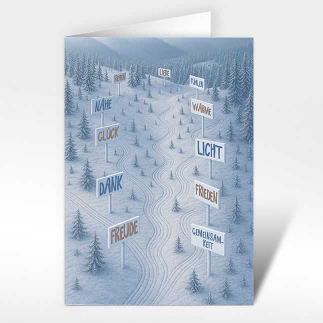 Weihnachtskarten "Weg der Werte - wertvoll verbunden"