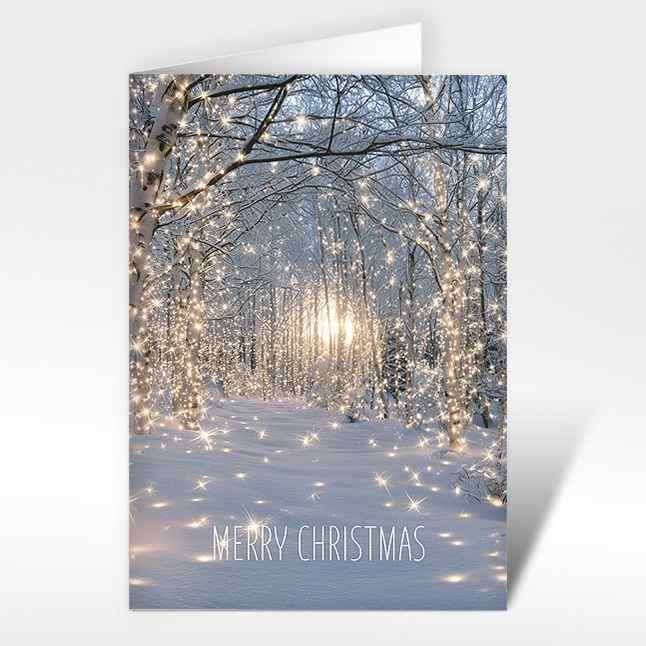 Weihnachtskarte "Winterwald im Lichterglanz" A6
